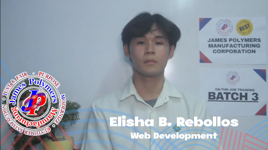 Elisha B. Rebollos gives his heartfelt appreciation for James Polymer.